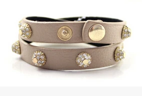 

High Quality European Style Sparking Rhinestone Cystal Hot Leather Bracelet B1241