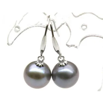 

Genuine AAA+++++ 8mm silver gray akoya pearl dangle earring 14k solid white gold