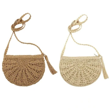 

New Women Straw Rattan Bags Shoulder Bag Cross Body Casual Summer Beach Handbag