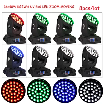 

36x18w RGBW UV 6in1 led Zoom Wash Moving Head Light ship from CZ Warehouse 8pcs