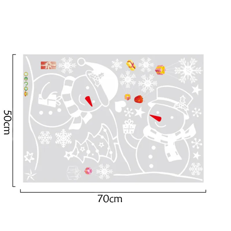 Фестиваль стикер на стену Рождественский Снеговик Наклейки с видами витрины Счастливого Рождества с новым годом создать атмосферу стеклянного окна стикер s - Цвет: Многоцветный