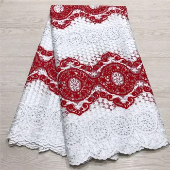 

New Arrival Luxury French Mesh Lace Fabric 5 Yards Nigerian Lace Fabrics 2019 With Stones White African Lace Fabric For Wedding
