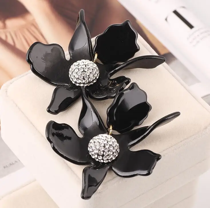 CSxjd luxury Resin lily flower Clip Earrings Women earrings jewellery