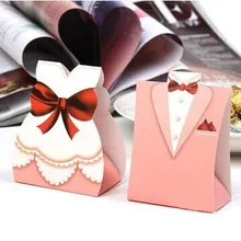 БЕСПЛАТНО 1000 пар = 2000 шт./партия, коробка конфет для жениха и невесты для свадьбы и вечерние, блестящая отделка, розовый, с фабрики