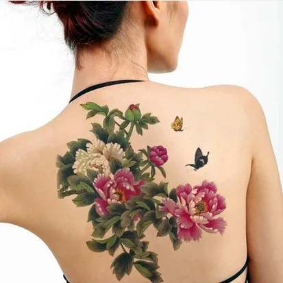 683 25 De Réduction3 Pièces Grande Grande Fleur De Pivoine Conçoit Des Autocollants De Tatouage Temporaire étanche Peinture Pour Le Corps Tatoo