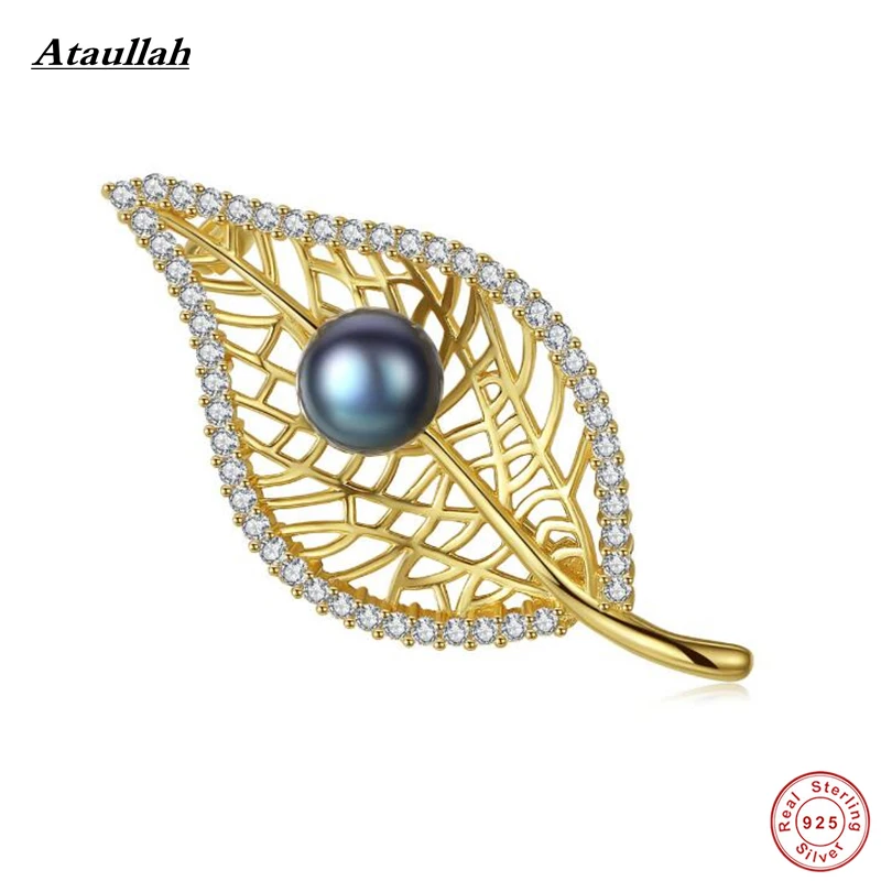 

Ataullah New Luxury 925 Sterling Silver Brooches for Women Real Freshwater Pearls Silver Brooches Christmas Gift for Girl EWS415