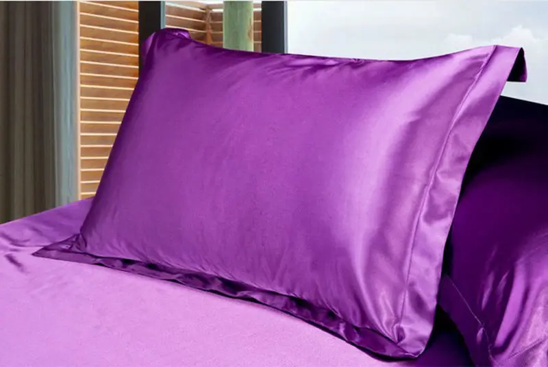 2 шт. атласная наволочка Подушка покрывало разноцветный 48*74 см - Цвет: Фиолетовый