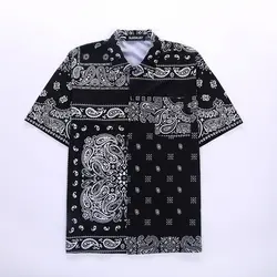 Винтажная рубашка с короткими рукавами и рисунком Пейсли; повседневные рубашки в японском стиле