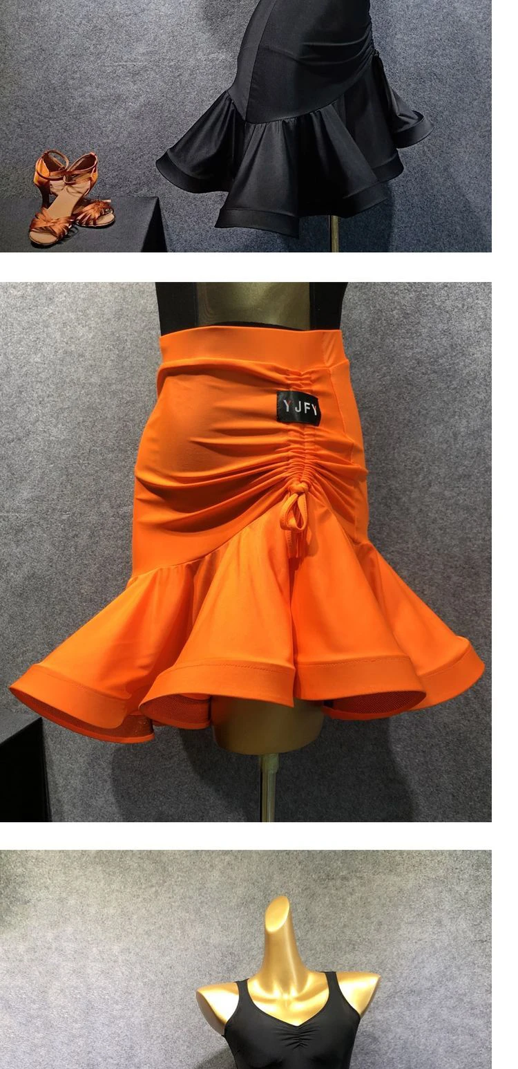 Профессиональная юбка для латинских танцев для женщин, юбка для танцев, 4 цвета, Vestido De Flecos, Фламенго, Румба/Самба/ковбой, юбка для латинских танцев, VDB504