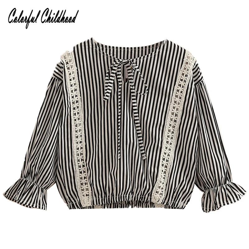 

Top quality autumn girls cotton long sleeve blouse front bow design collar baby girls princess shirts toddler casual tops 2-10t