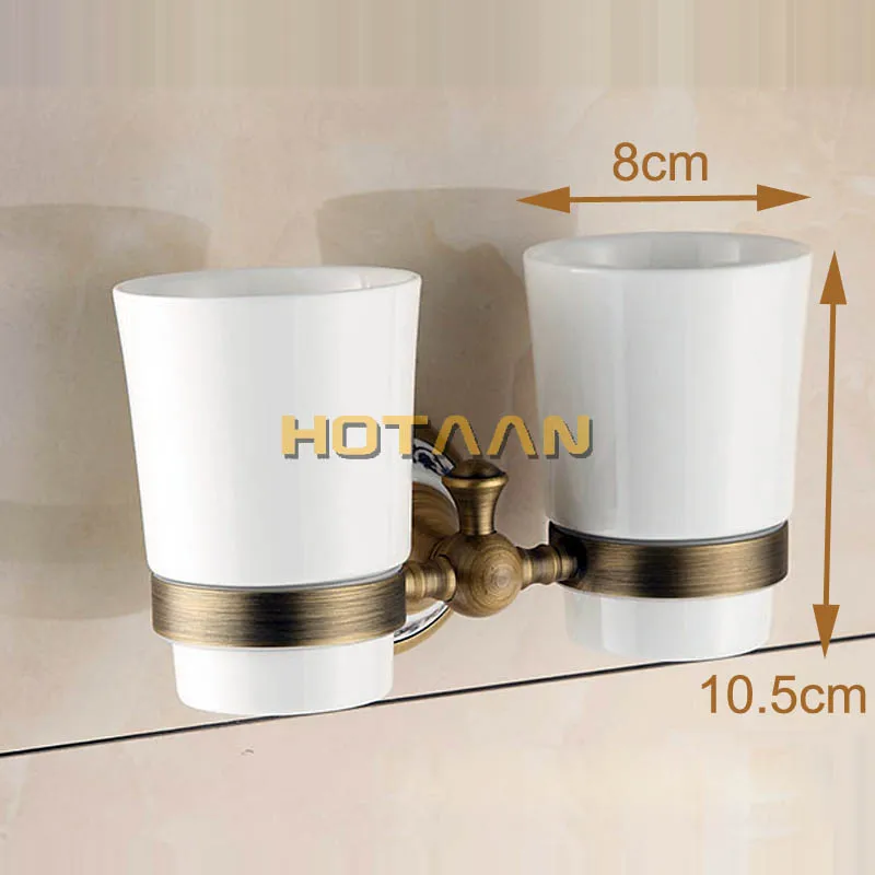 . Fashion toothbrush holder,Pure copper&ceramic,Double cup, Bathroom tumbler holder bathroom set- YT-11508