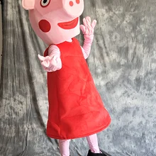 Красный свинья-талисман костюм Хэллоуин вечерние платья для взрослых Размер