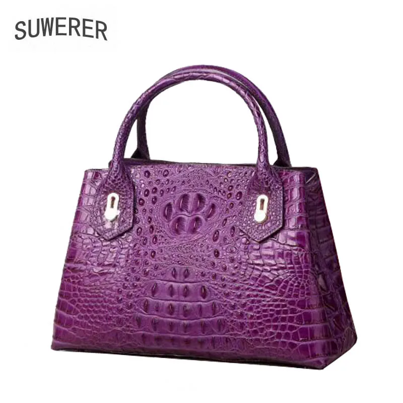 

SUWERER 2019 New women leather handbags Superior cowhide Genuine Leather women bags Women famous brand Luxury embossed bag