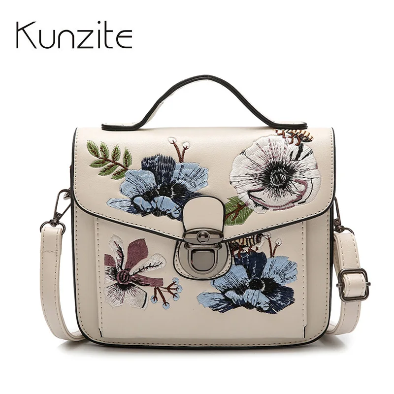 

Kunzite Brand Embroidery Flower Crossbody Bag for Women Messenger Bags Luxury Handbags Women Bag Designer Female Clutch Satchel