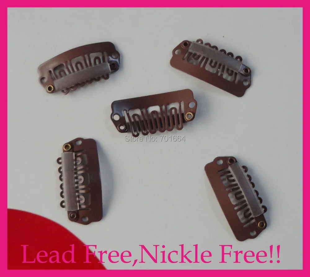 Buy 20PCS Brown 2.8cm plain Metal Hair Extension Clips