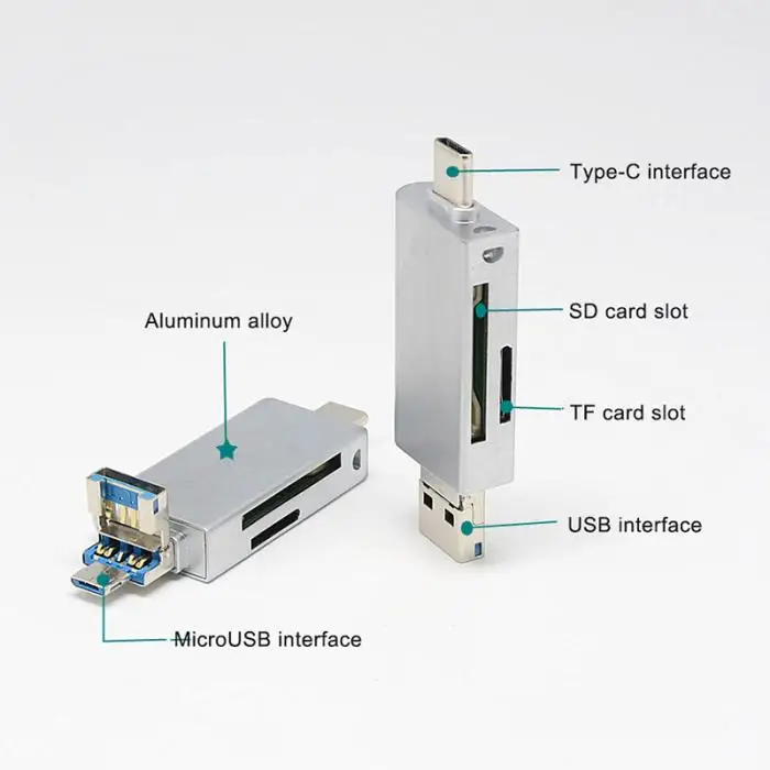 Карта Micro SD считыватель карт OTG адаптер Тип C Micro USB устройство чтения карт SD/TF кард-ридер для MacBook ноутбука ПК