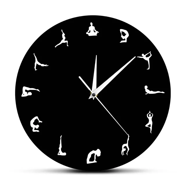 Yoga Positions Wall Clock Yoga Meditation Wall Decor Gift Yoga Hindu