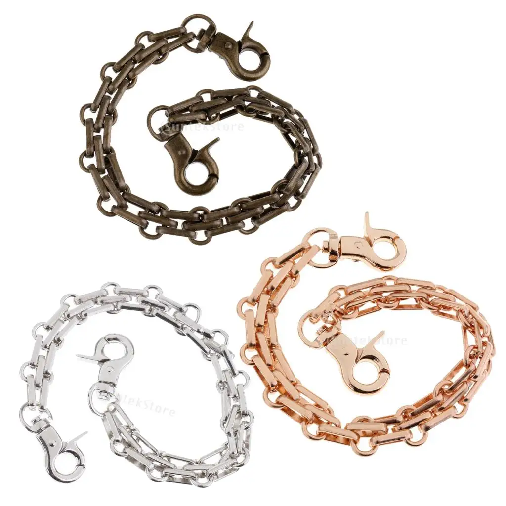 3Pcs Fashion Replacement Wrist Strap Chain Clutch Wristlet Purse Coin Bag Chain Handbag Strap 25cm Gold Bronze Silver