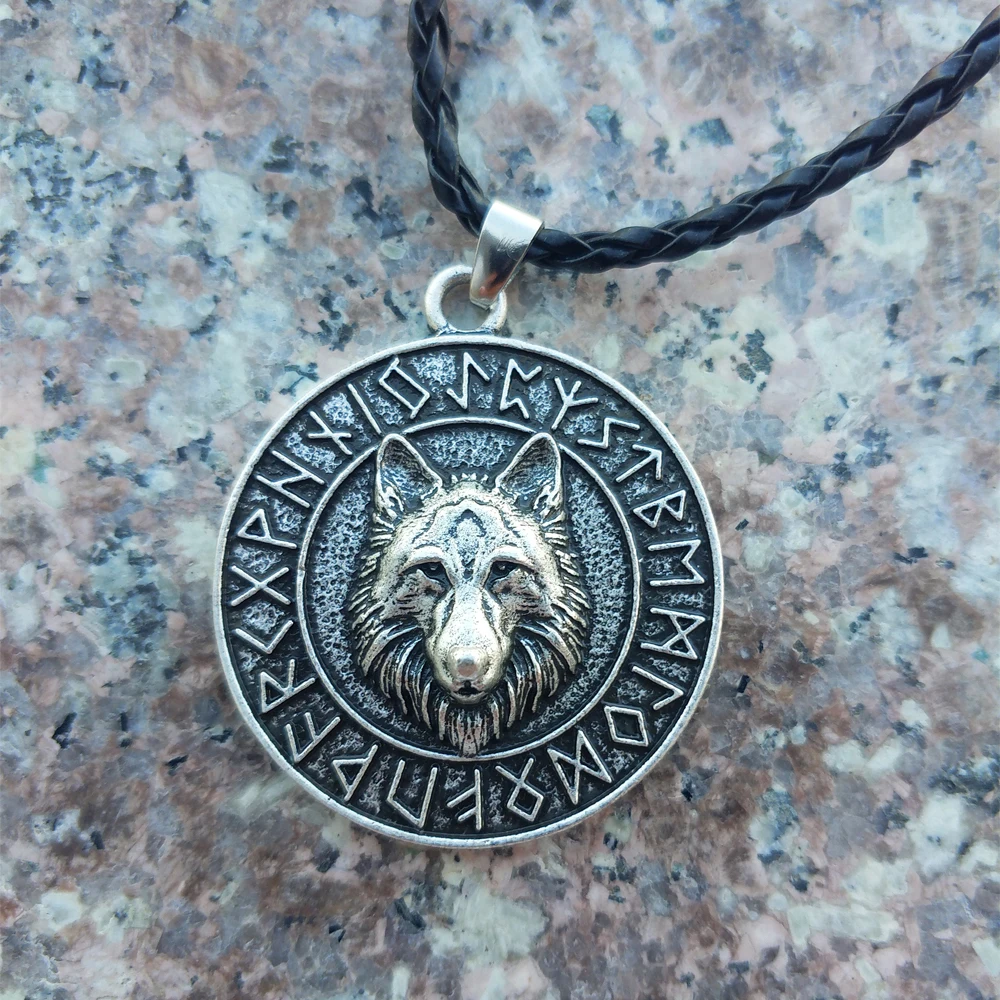 LANGHONG, 1 шт., ожерелье с головой волка, норвежский викинг, ожерелье с головой волка, оригинальные украшения в виде животных, ожерелье с головой волка, ожерелье с рунами