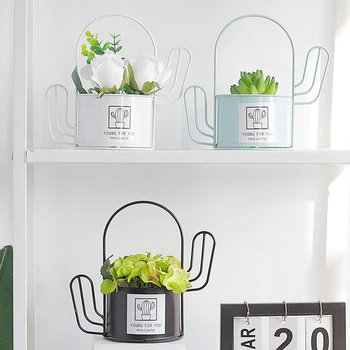 

Portable Plant Stand Planter Decoration Florist Decorative Flower Stand Container Wrought Iron Cactus Flower Pot Valentine Craft
