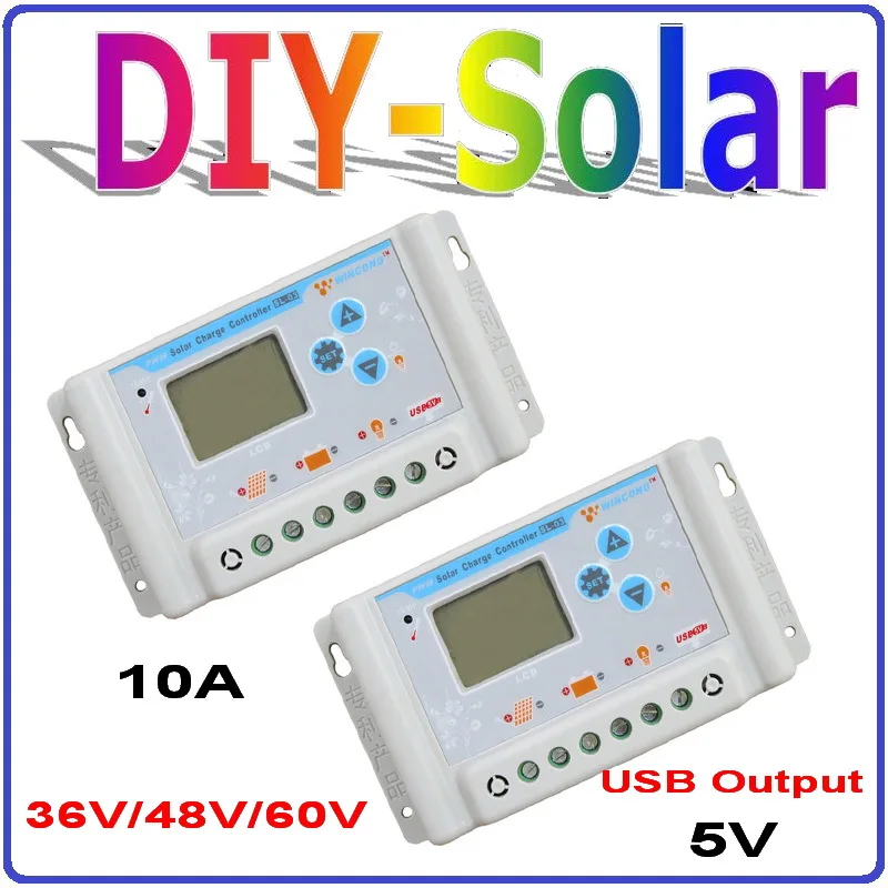

36V/48V/60V 10A Auto sensing solar charge controller with 5V output USB and big LCD screen