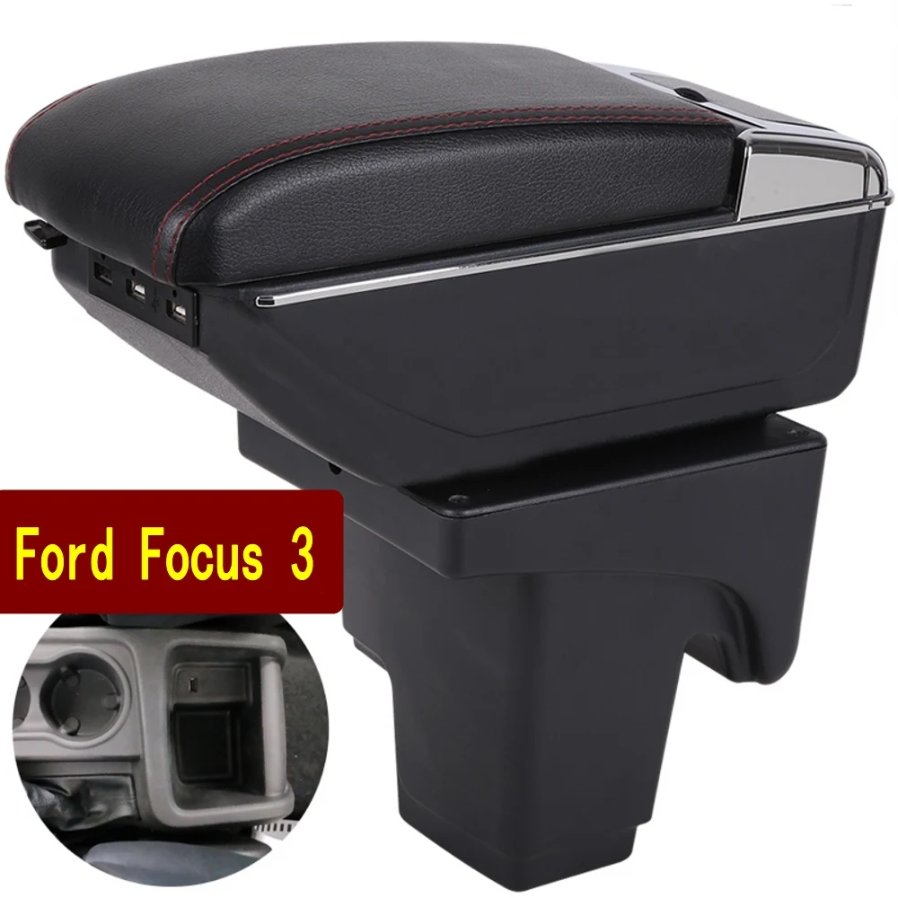 

For Ford Focus Armrest Box Focus 3 Universal Car Central Armrest Storage Box cup holder ashtray modification accessories