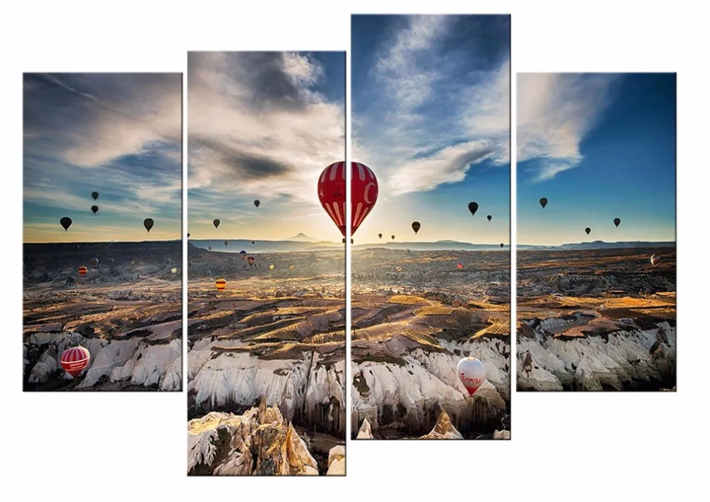 Wall Art Hot Air Balloon Landscape Poster Painting Print Canvas Artwork