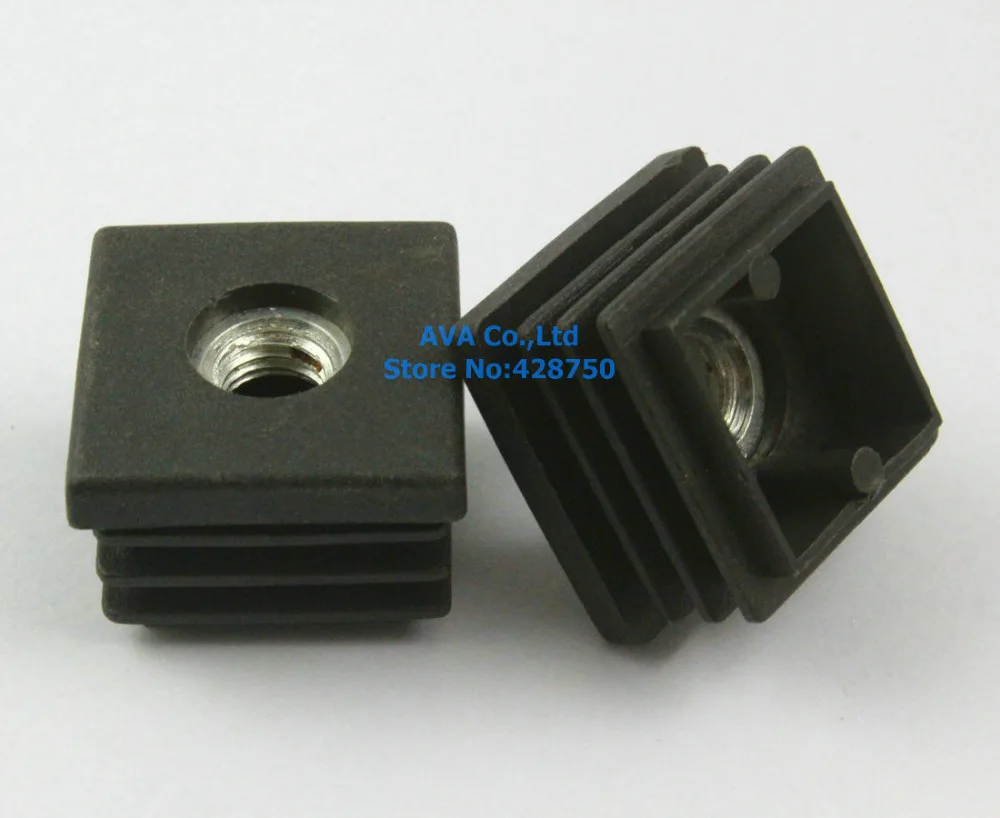 

20 Pieces M8 Thread Nut 25mm Square Plastic Insert Cap Tube End Cover Cap