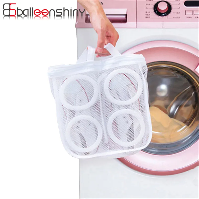 Balleenshiny المنزلية شبكة طوي كيس الغسيل كيس الأحذية الرياضية حذاء آلة التنظيف الجاف أدوات المنظم حامل التخزين