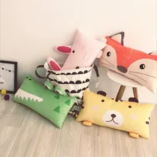 Nordic style cute long back cushion with velboa cover Washable cartoon animals long back cushion Big pillow pacify dolls