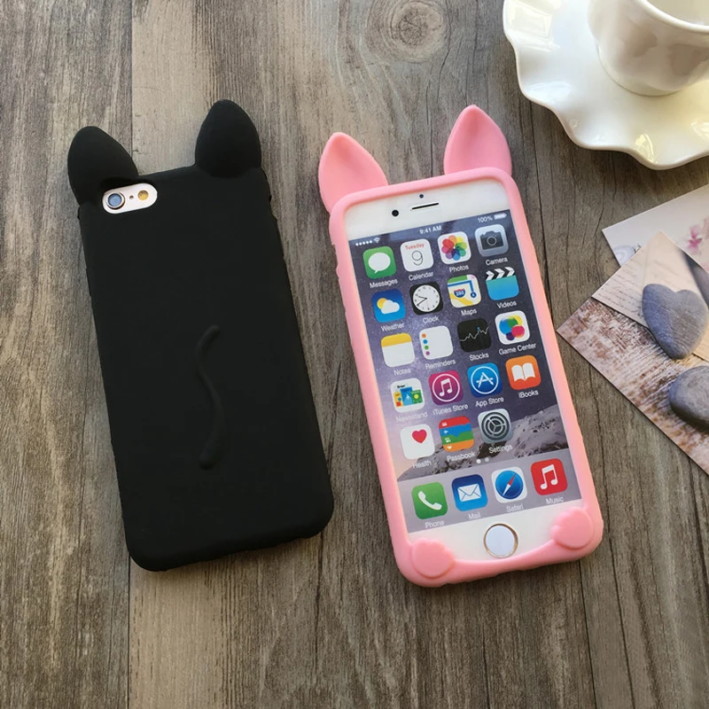 Мультфильм 3D kawaii милые кошачьи уши чехол Чехлы для Apple IPhone 4 4S ухо Мягкий