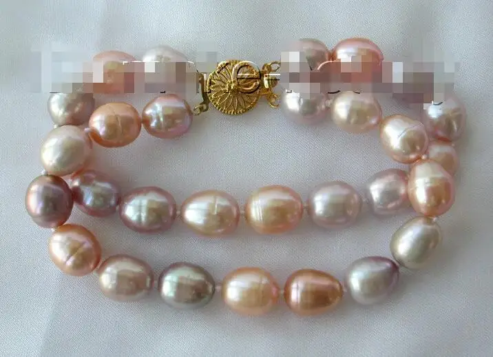 

Free shipping hot sale Women Bridal Wedding Jewelry >> stunning 2rows 8" big 13mm baroque multicolor freshwater pearl bracelet