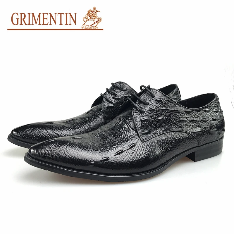 Hombre Zapatos Verano De Cómodos Moda Reino Negro Genuino Estilo Cuero Unido Cocodrilo Black brown Lujo Grimentin Nuevo Para 2019 Vestir FqYzgg
