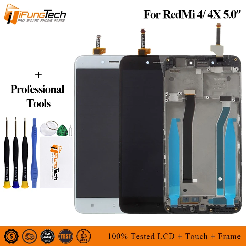 

100% Tested New AAA LCD Assembly with Frame for Xiaomi Redmi 4X LCD Display + Touch Screen Digitizer Assembly Replacement Parts