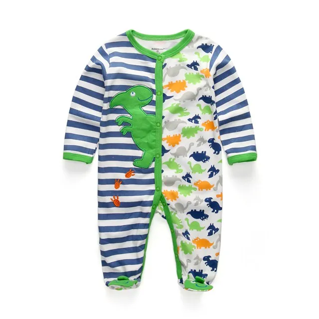 Детские пижамы Одежда для новорожденных Нижнее белье с длинным рукавом Хлопковые комбинезоны для мальчиков и девочек осенняя одежда для малышей Детский костюм - Цвет: baby dinosaur 58