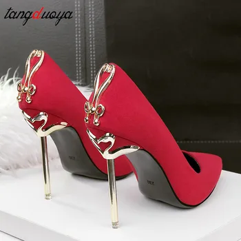 Zapatos de tacón alto para mujer, tacones de aguja, Sexy, para boda, Negro, Rojo, 2020 cm, 10,5