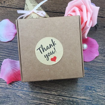 

50PCS 6.5x6.5x2.2CM Brown Paper Packaging Boxes 200PCS "Thank you" Sricker Labels For Gift Box Soap Candy Boxes Packaging Z275