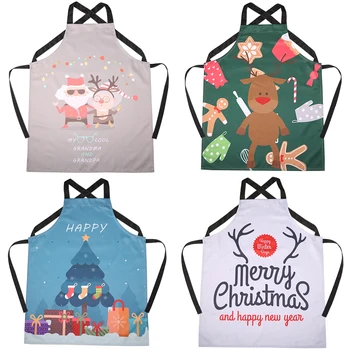 

Christmas Tree Deer Santa Claus Printing Brief Restaurant Apron for women Baking barbecue cooking kitchen apron