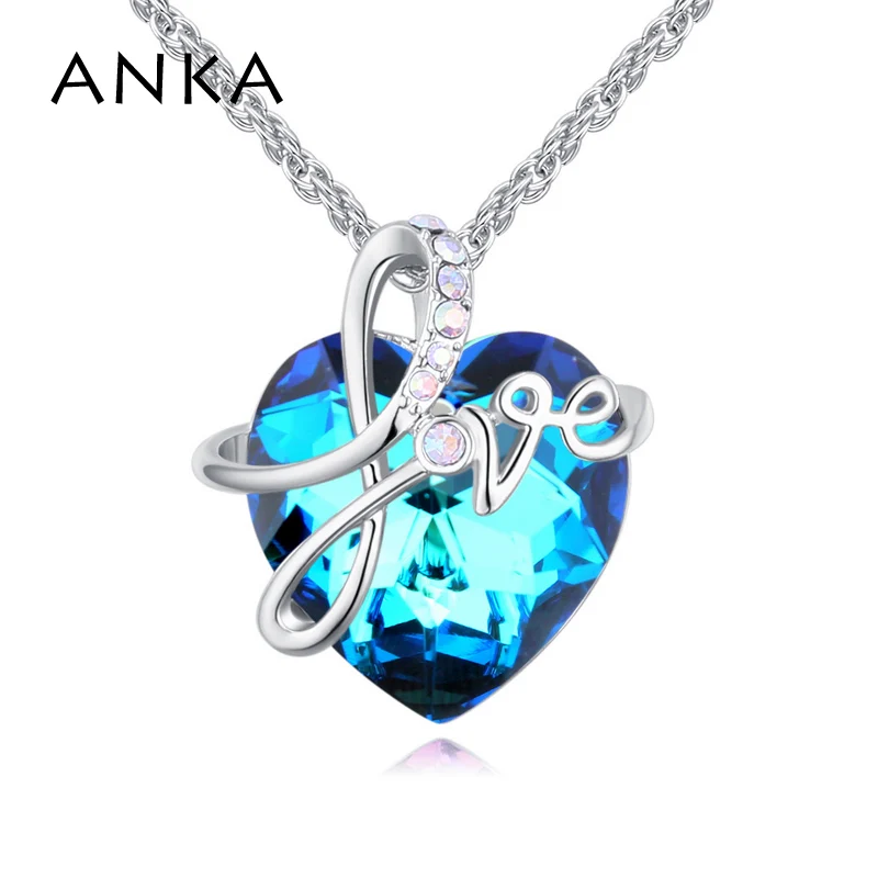 

ANKA love big heart crystal pendant necklace brand austrian crystal fashion necklace jewelry Crystals from Austria #26486