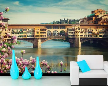 

Papel de parede Bridges Rivers Houses city photo Building wallpaper,living room sofa TV wall bedroom wall papers home decor