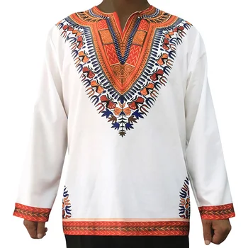 

2019 Folk Custom Spring And Autumn New African Vintage Famous Wind Print Long Sleeve Folk Custom Men's t-Shirt