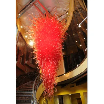 

Customised Large white and red Led Blown Glass Chandelier lighting-GIRBAN
