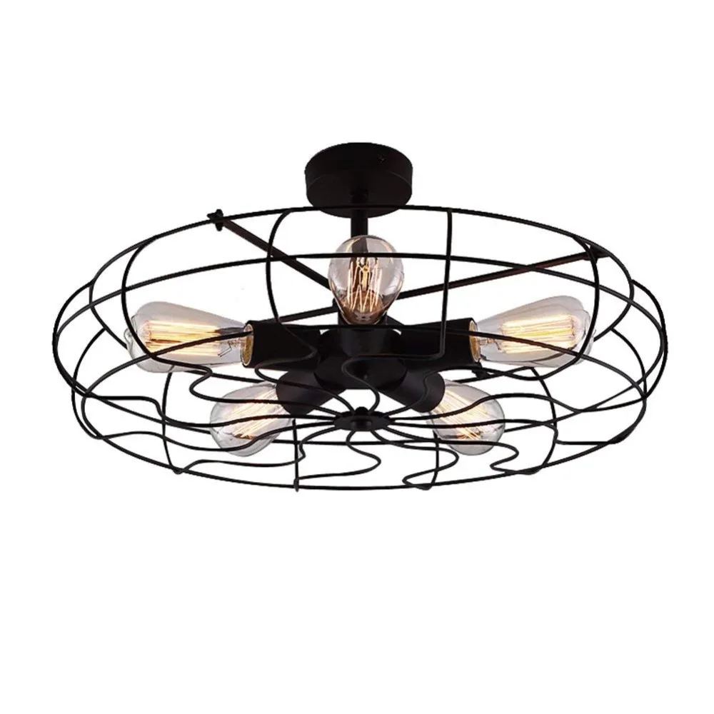 

Industrial Vintage style Semi Flush Mount Ceiling Light Metal lighting for indoor room cafe living room de hanging light fixture