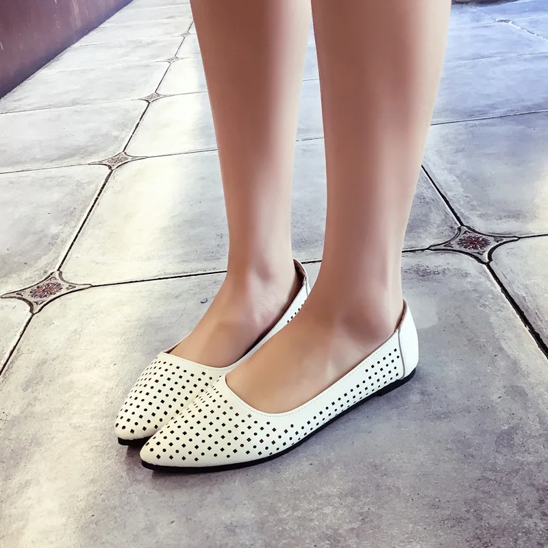 

Womens Flats Shoes Woman Pu Leather Flat Shoes Fashion Handmade Leather Loafers Female Hole Shoes Women Flats
