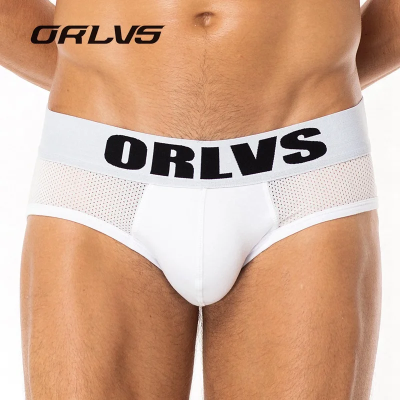 ORLVS Брендовое Мужское нижнее белье Мужской пикантные мужские трусы хлопок Ткань полые дизайн сетки быстросохнущая дышащая для мужчин трусы