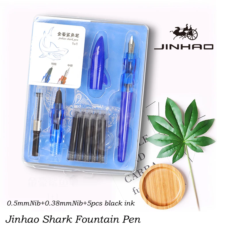 

Jinhao Shark Fountain Pen Set Blue Ink Pen Creative Ink Pens For Writing Student Dedicated Words Positive Gesture Gift Pen
