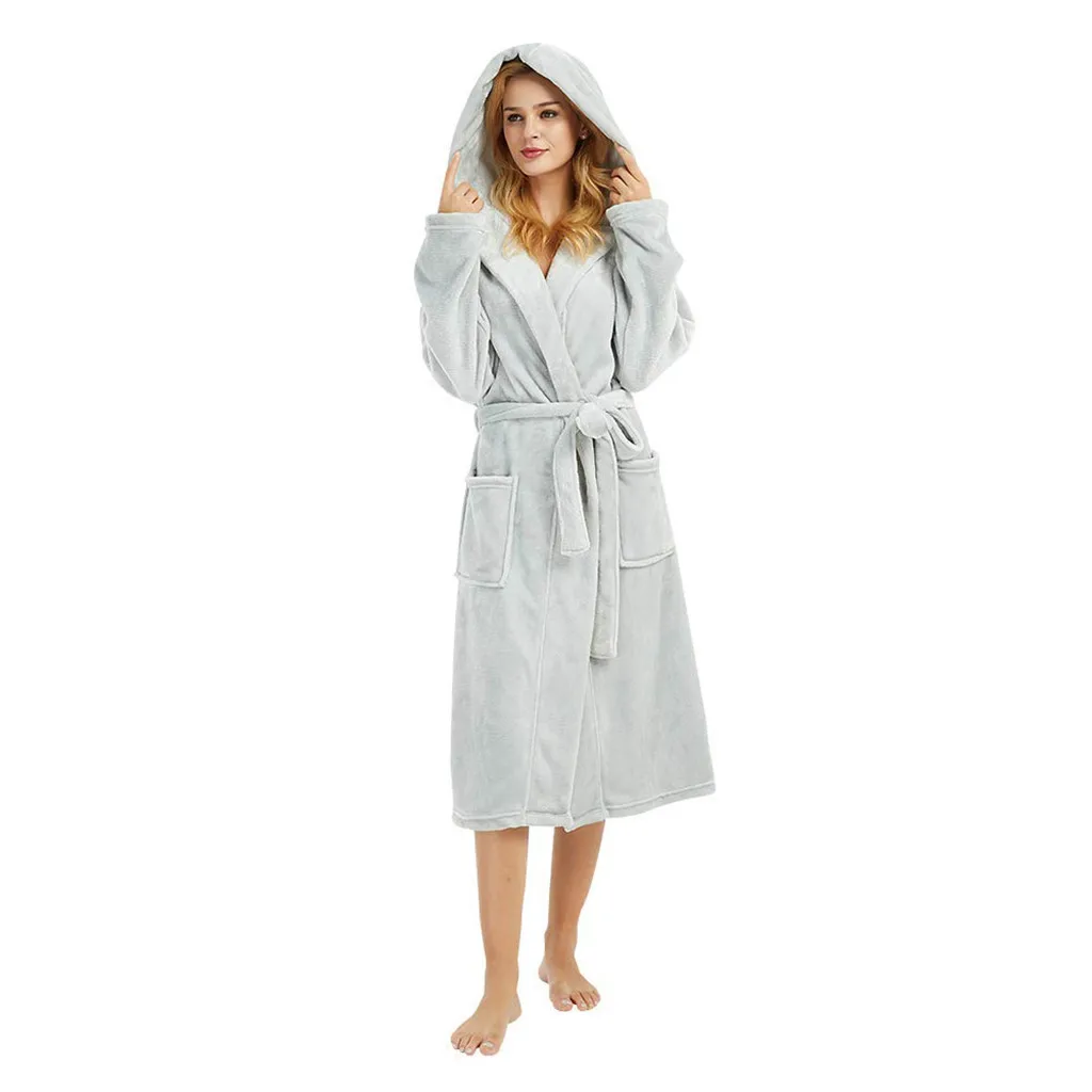 Bath Robe Winter Warm Bathrobes Women Men Flannel Bath Robe Dressing