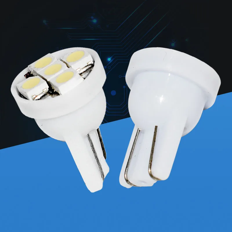 

100pcs/lot T10 168 192 W5W White 5SMD 5 SMD 3528 LED Car dome bulbs 5 LED Auto Door Lights reading Lamp 12V 100X