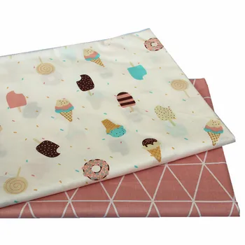 

Donut Ice Cream Cartoon Printed Twill Cotton Fabric For Baby Blanket Bedding Home Table DIY Quilting Sewing Cloth 100*160cm