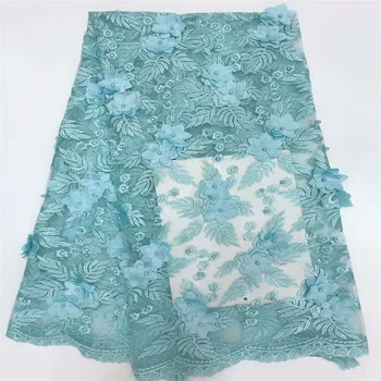 

2018 Latest Lace Fabric High Quality African 3D Flower Mesh Lace Fabric French Tulle Net Lace Fabric With beads For Dress J651-1